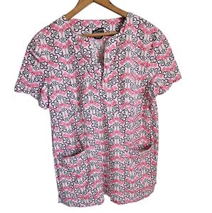 Dansko Flowered Women's Short Sleeve Scrubs Top, Size Medium